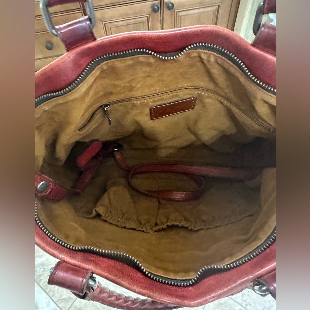 Patricia Nash Distressed Red Leather Studded Tote - Picture 3 of 16